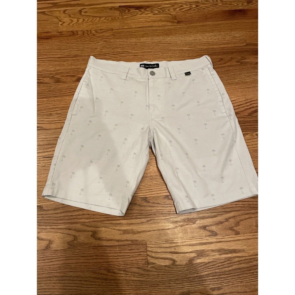 Travis Mathew Men's Performance Golf Shorts Gray Palm Tree Print Size 32